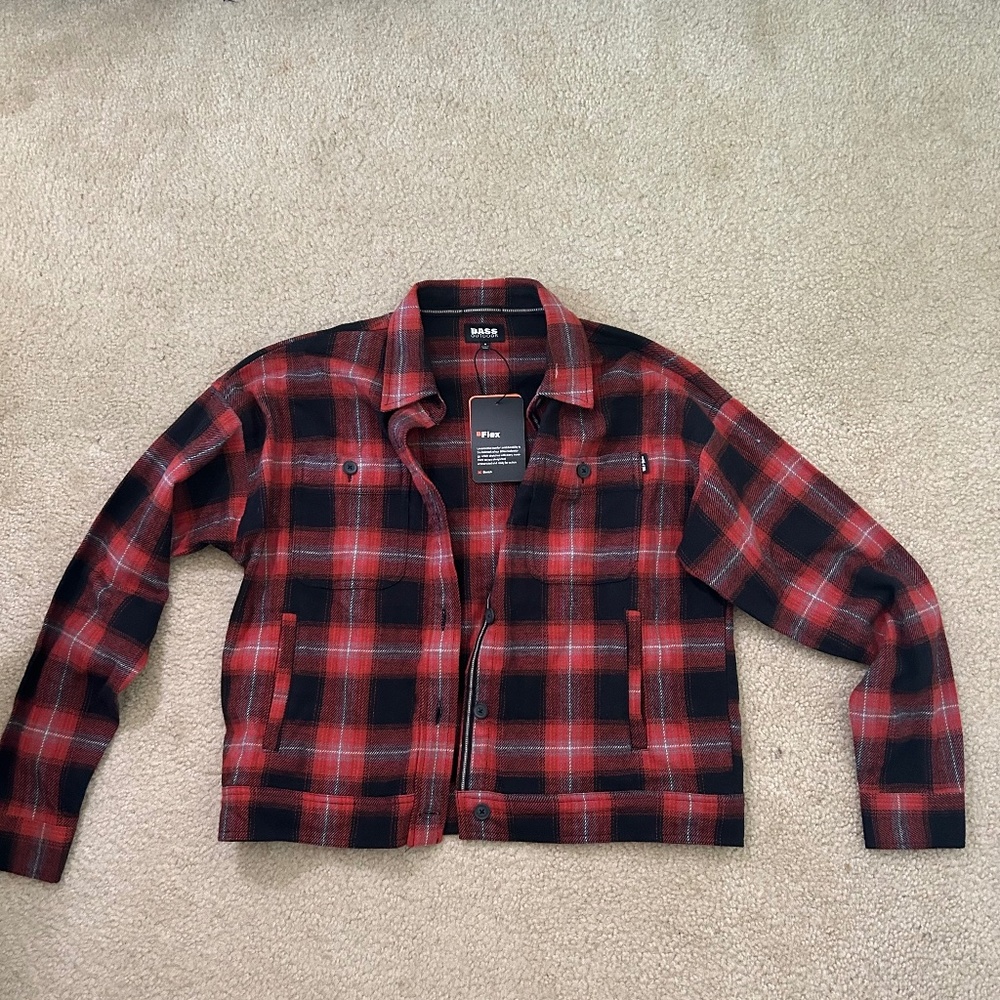Women's Black and Red Plaid Jacket, Size Small